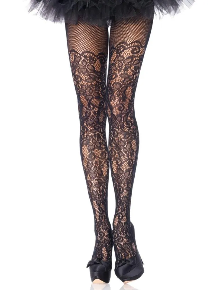 Leg Avenue Floral Net Over The Knee Tights