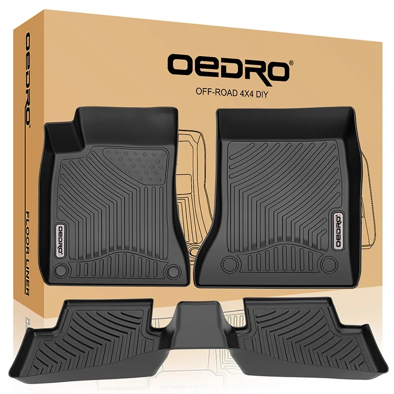 OEDRO Floor Mats for 2014-2019 Mercedes Benz CLA/2015-2020 GLA, Black TPE All-Weather Front & Rear Liner Set