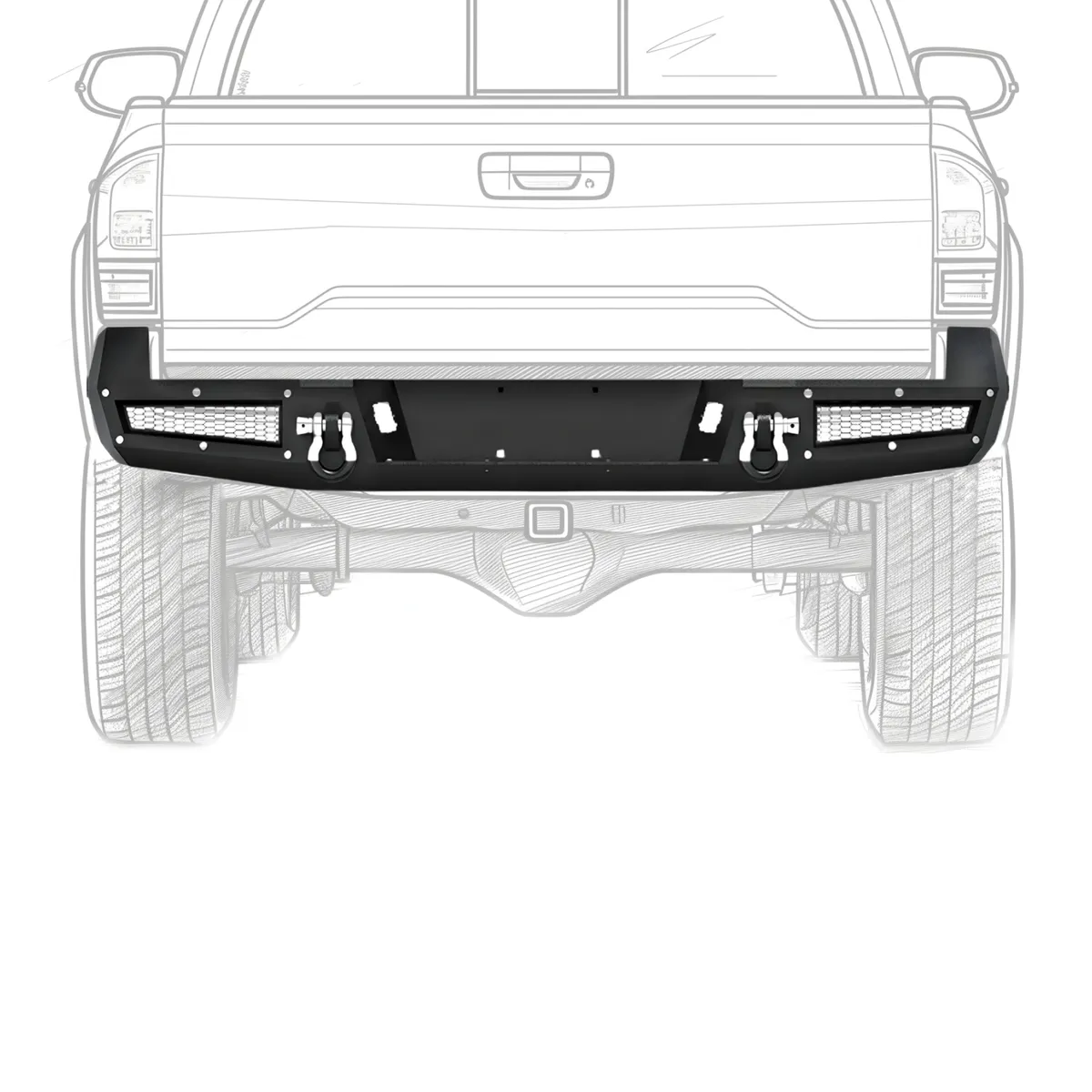 OEDRO Steel Rear Step Bumper for Toyota Tacoma 2005-2015 2nd Gen with D-ring Shackles