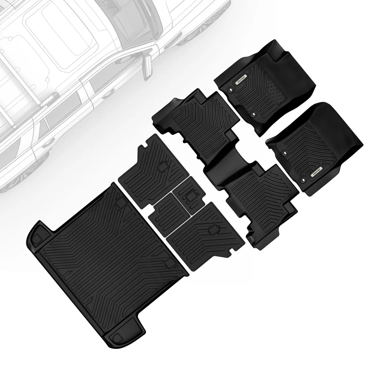 Floor Mats for Toyota 4Runner 2013-2024 5-Seater, Custom Fit TPE All Weather Trunk Mat with Backrest for Toyota 4Runner Accessories, Odorless Anti-Sli