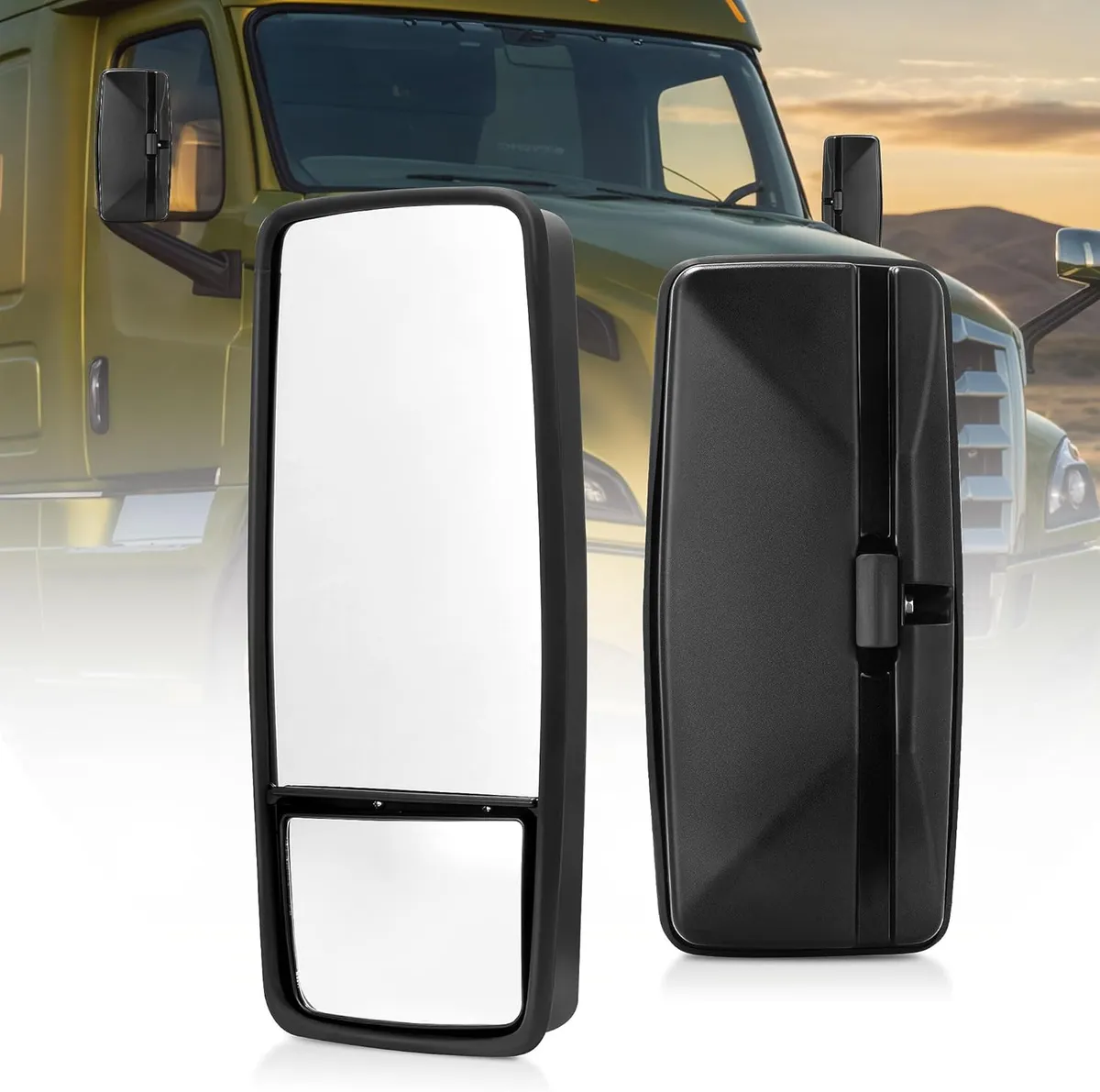 YITAMOR Left Driver Side Mirror - 2008-2023 Isuzu NPR/NQR & Chevy W-Series | Manual Control, Rear View, Durable Black Housing