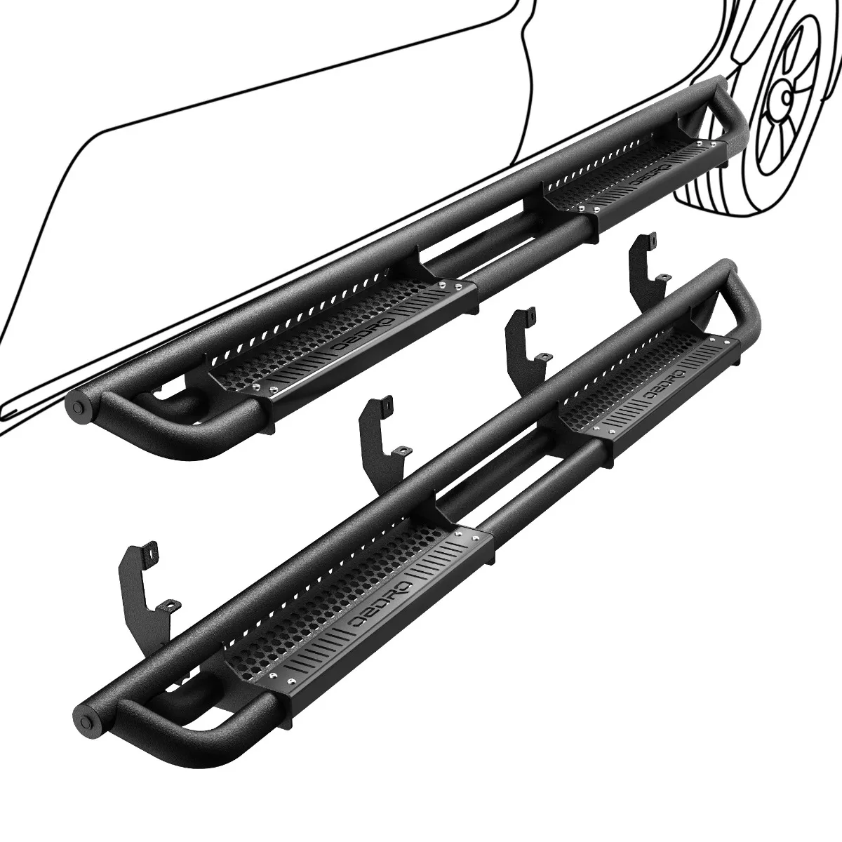 OEDRO®  6 Inches Running Boards Powder Coated Black Nerf Bars for 2019-2025 Chevy Silverado/GMC Sierra 1500 Crew Cab, 2020-2025 Silverado/Sierra 2500H