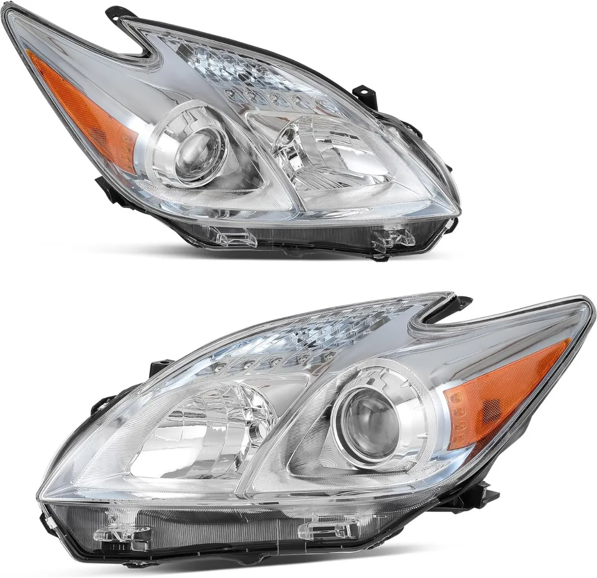YITAMOTOR® Headlight Assembly Compatible with 2012-2015 Toyota Prius Replacement Headlamp Chrome Housing Amber Reflector Clear Lens