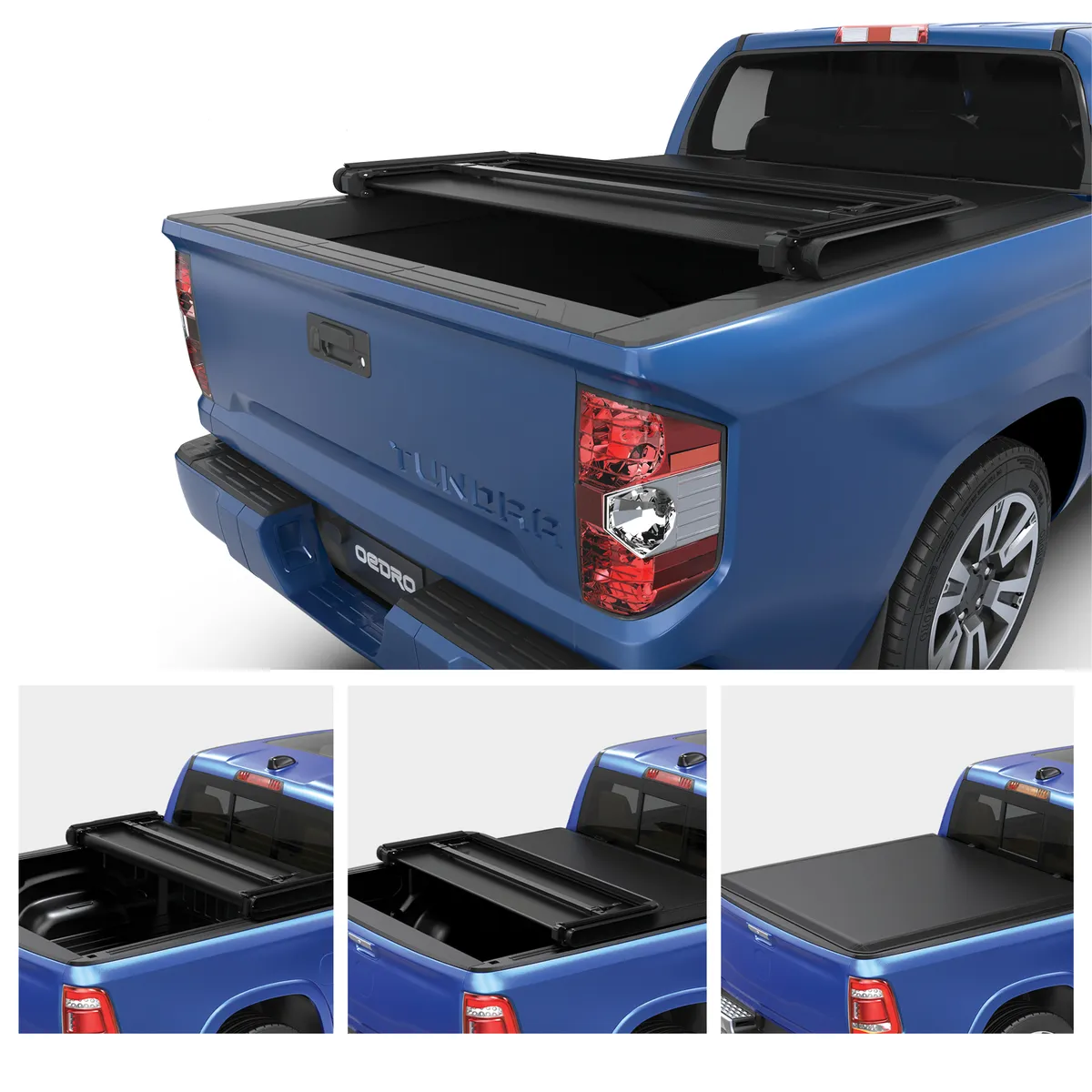 OEDRO 5.5FT Soft Tri-Fold Truck Bed Tonneau Cover for 2014-2021 Toyota Tundra (Excl.Trail) with Deck Rail System