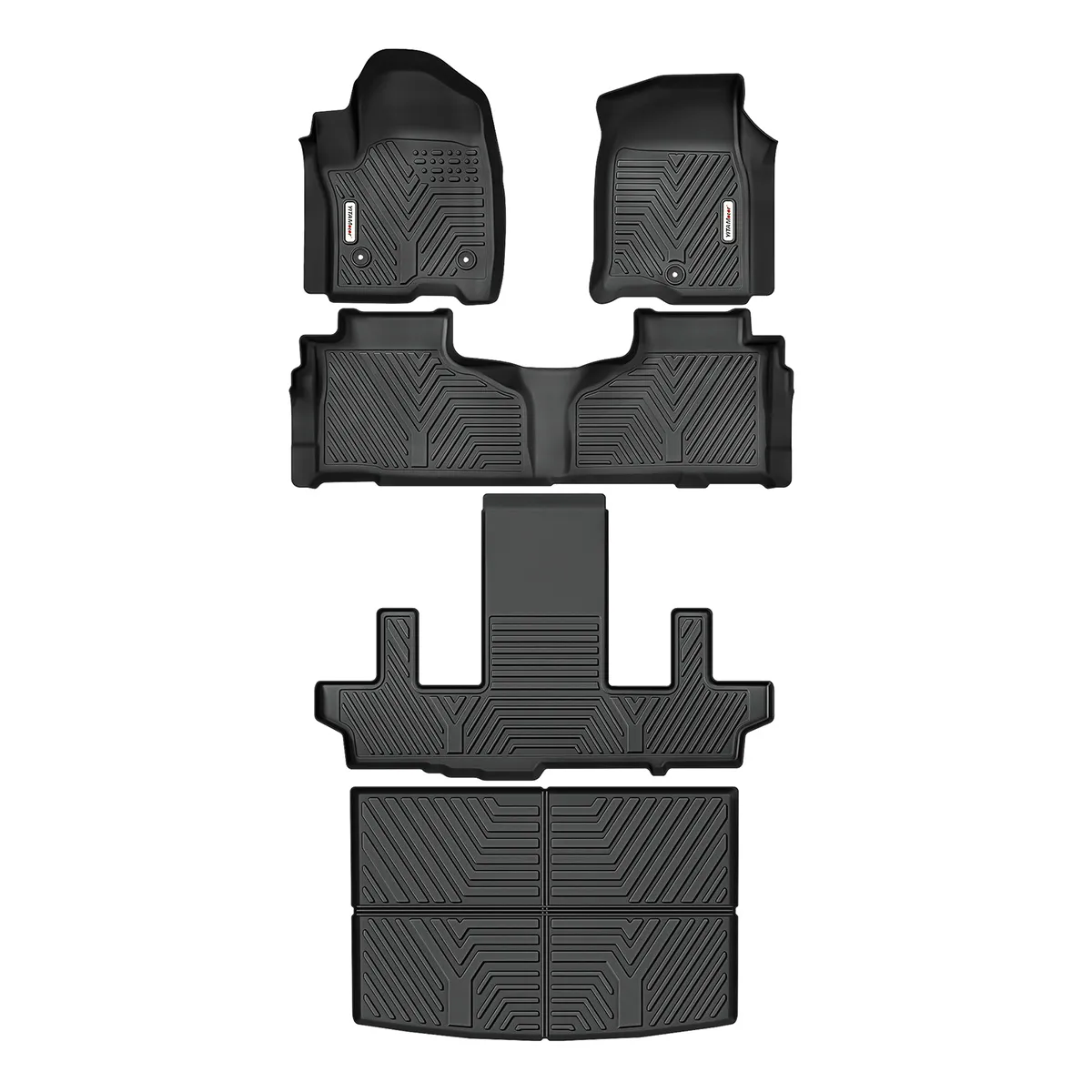 All-Weather Floor Mats & Cargo Liners Set for 2021-2026 Chevrolet Suburban & GMC Yukon XL, 3-Row Seat TPE Floor Mat Liners, Black