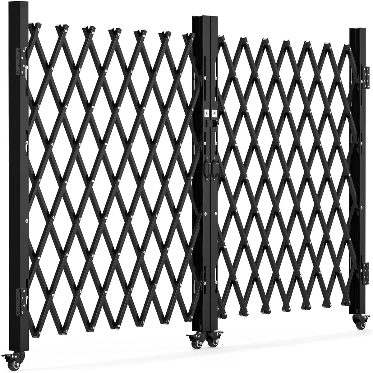 YITAMOTOR 61" H x 130" W Double Folding Security Gate - Expandable Steel Barricade with Aluminum Mesh