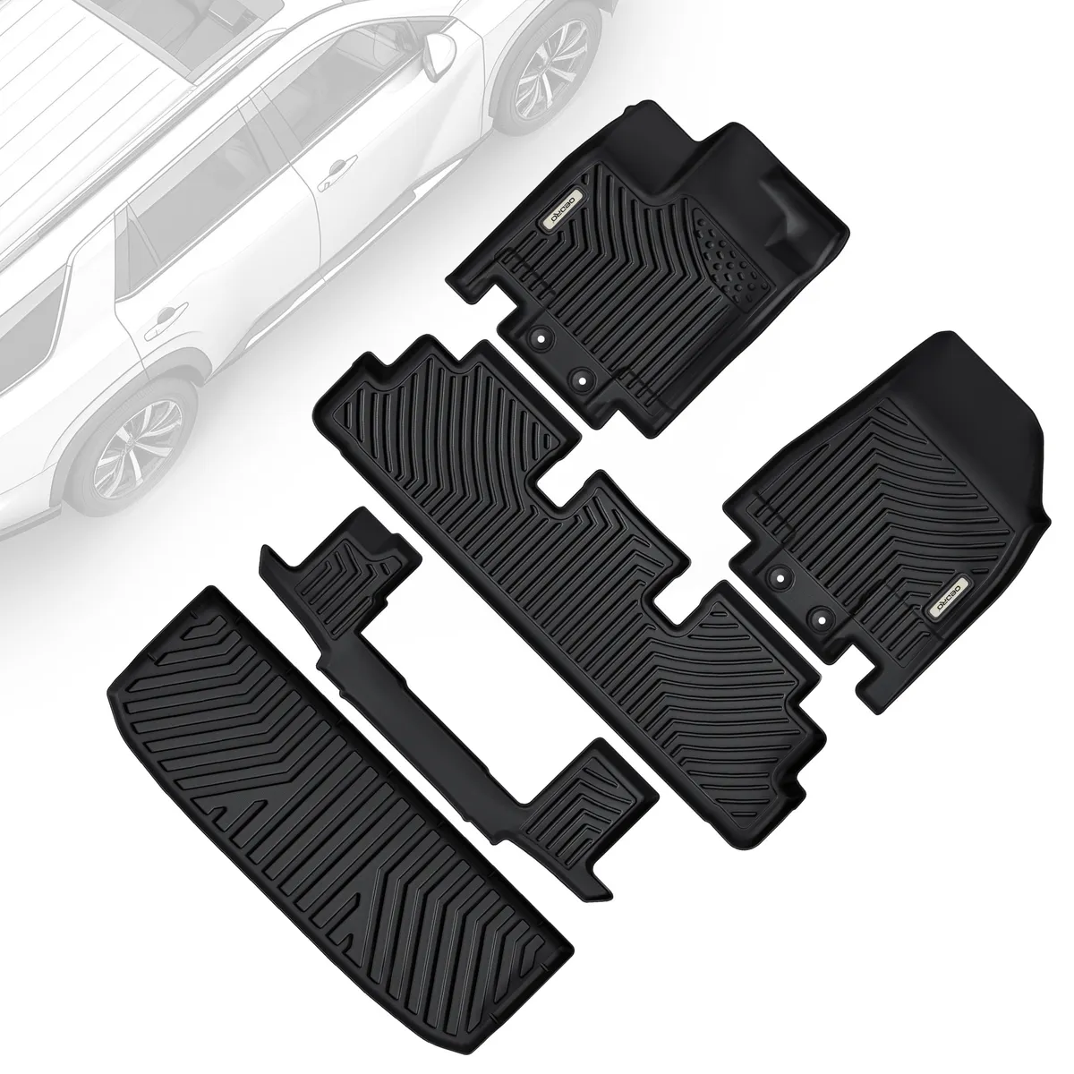 OEDRO Floor Mats & Cargo Liner Full-Set for 2022-2025 Nissan Pathfinder, Custom-Fit All-Weather TPE Full 3-Row Protection for 7-Passenger Models