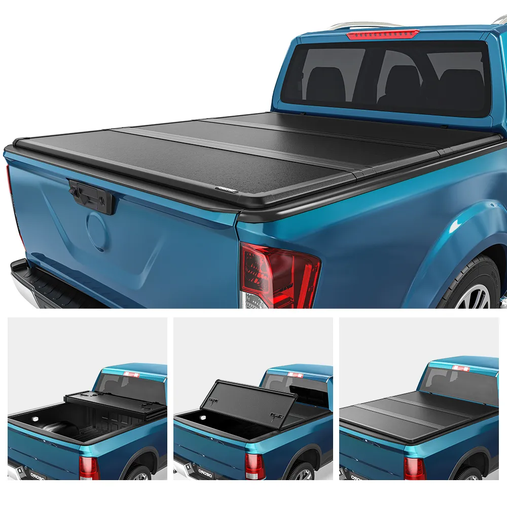 5FT Hard Tri-fold Tonneau Cover Fold Truck Bed Covers Compatible with 2005-2025 Nissan Frontier(NOT for México Models) with 5 Feet Bed