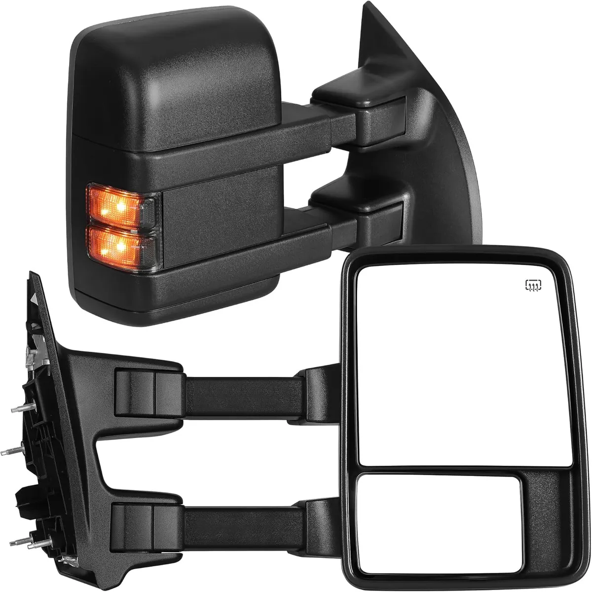 YITAMOTOR Power Heated Towing Mirrors for 1999-2016 Ford F250 F350 Super Duty | Manual Telescoping & LED Signal