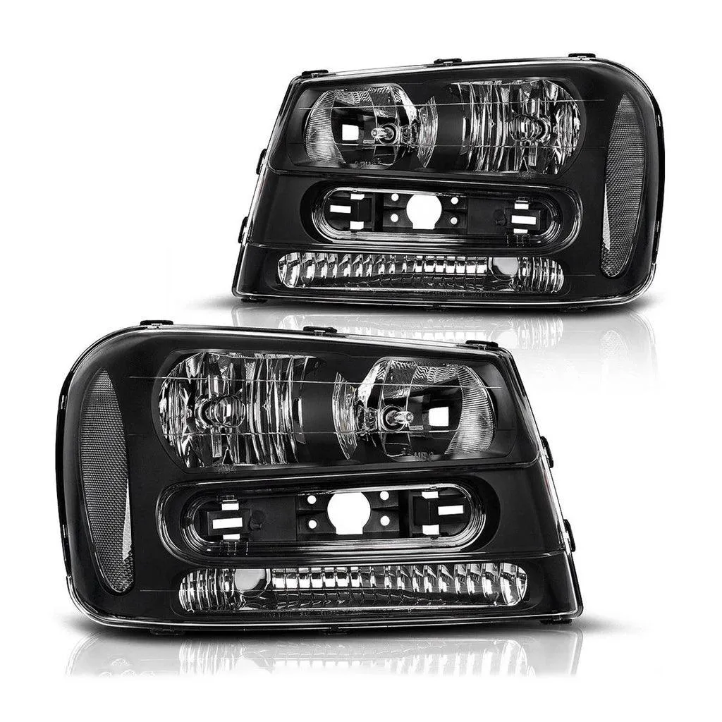 YITAMOTOR® 2002-2009 Chevy Trailblazer Black Housing Headlight Assembly Except for 2006-2009 LT models