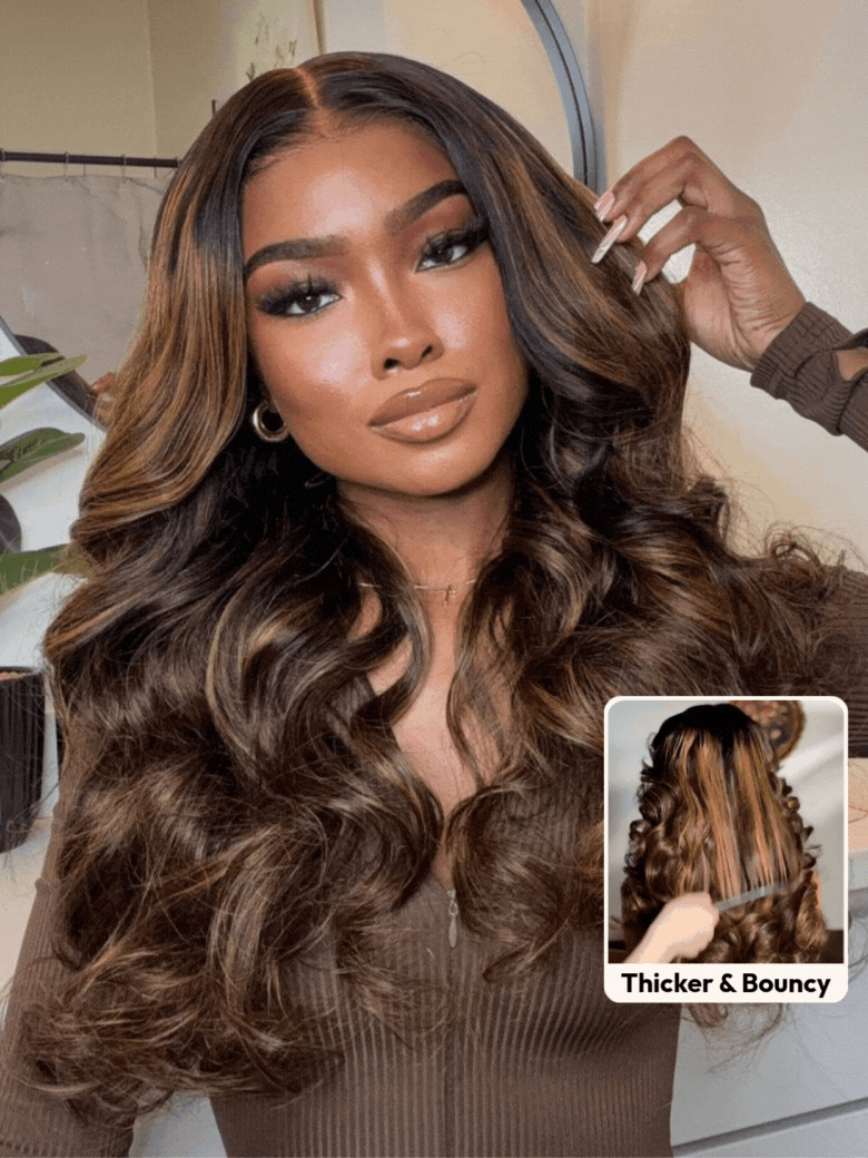 Bye Bye Knots Wig 7x5 Glueless Lace Balayage Highlight Body Wave Invisi Drawstring Wig