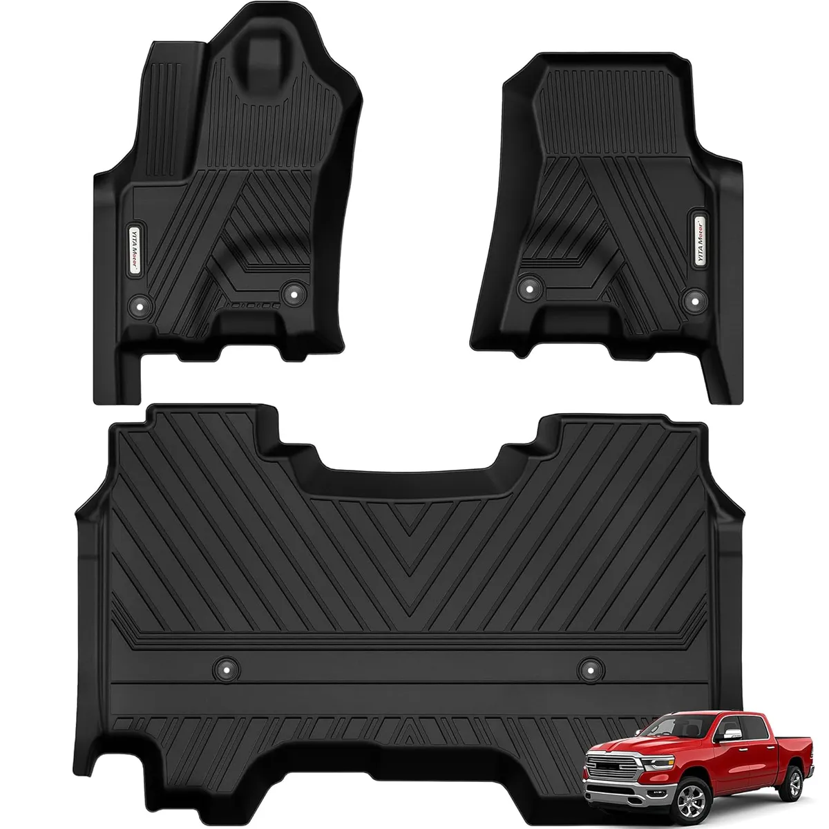 YITAMOTOR All-Weather TPE Floor Liners for 2025 2026 RAM 1500 Crew Cab (No Rear Storage) | 1st & 2nd Row Set