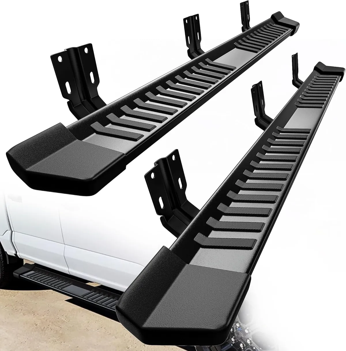 6 Inches Running Boards Compatible with 2007-2018 Chevy Silverado/GMC Sierra 1500 Crew Cab & 2007-2019 2500HD 3500HD Crew Cab Side Steps Textured Blac