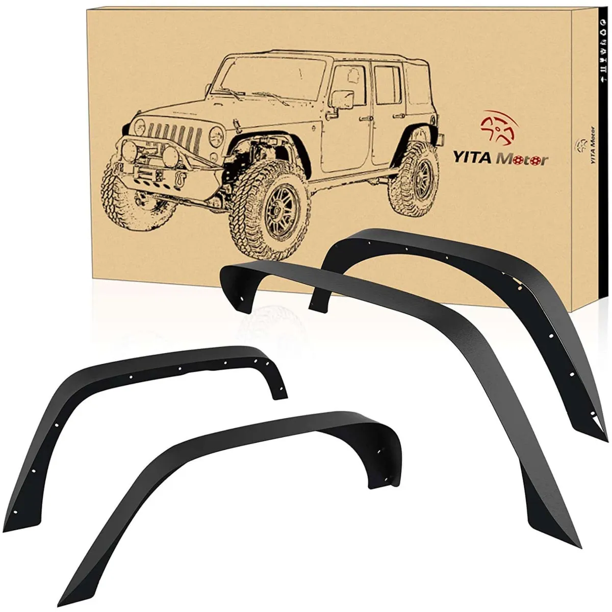 YITAMOTOR® 2007-2018 Jeep Wrangler JK & JKU Unlimited(2/4 Doors) Front & Rear Off-Road Steel Fender Flares