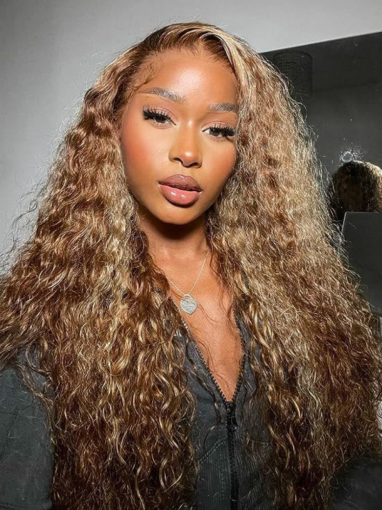 [From 20inch] 180% Density 13x4 Pre-Everything Honey Blonde Highlights Lace Frontal Water Wave Wig With Baby Hair& Kinky Curly Wig & Jerry Curly Wig