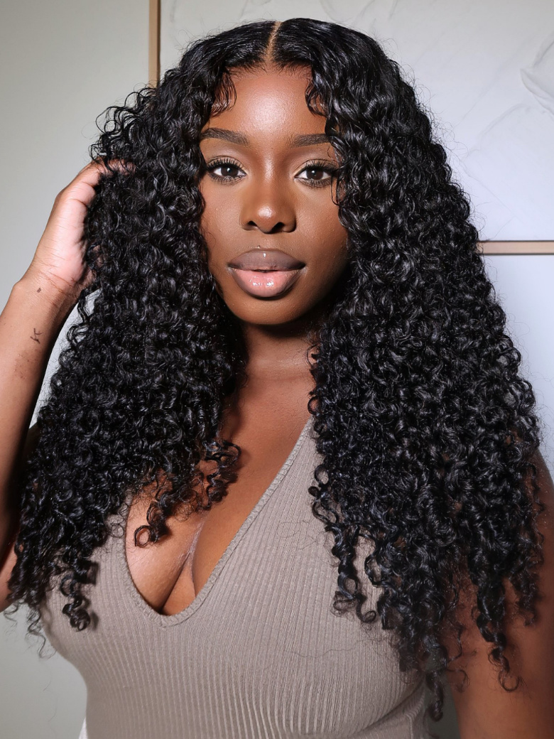[24 Inch | 200% Density=$149] 13x4 Transparent Lace 4C Baby Hair Curly Black Natural Wig