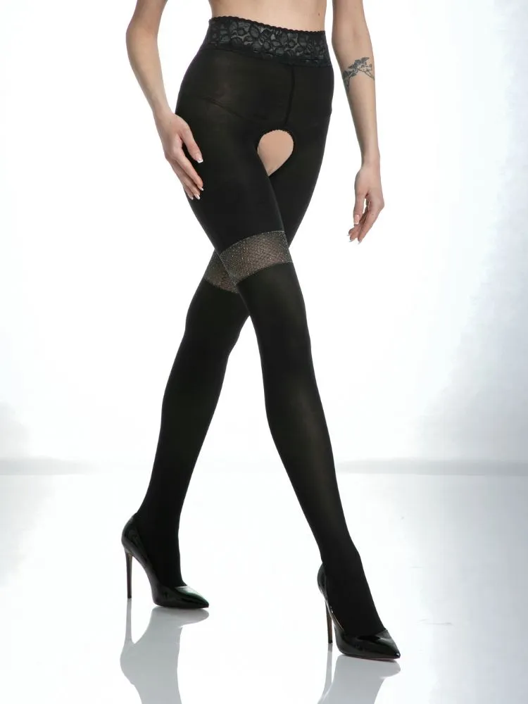 Amour Glamour Sparkle Crotchless Tights