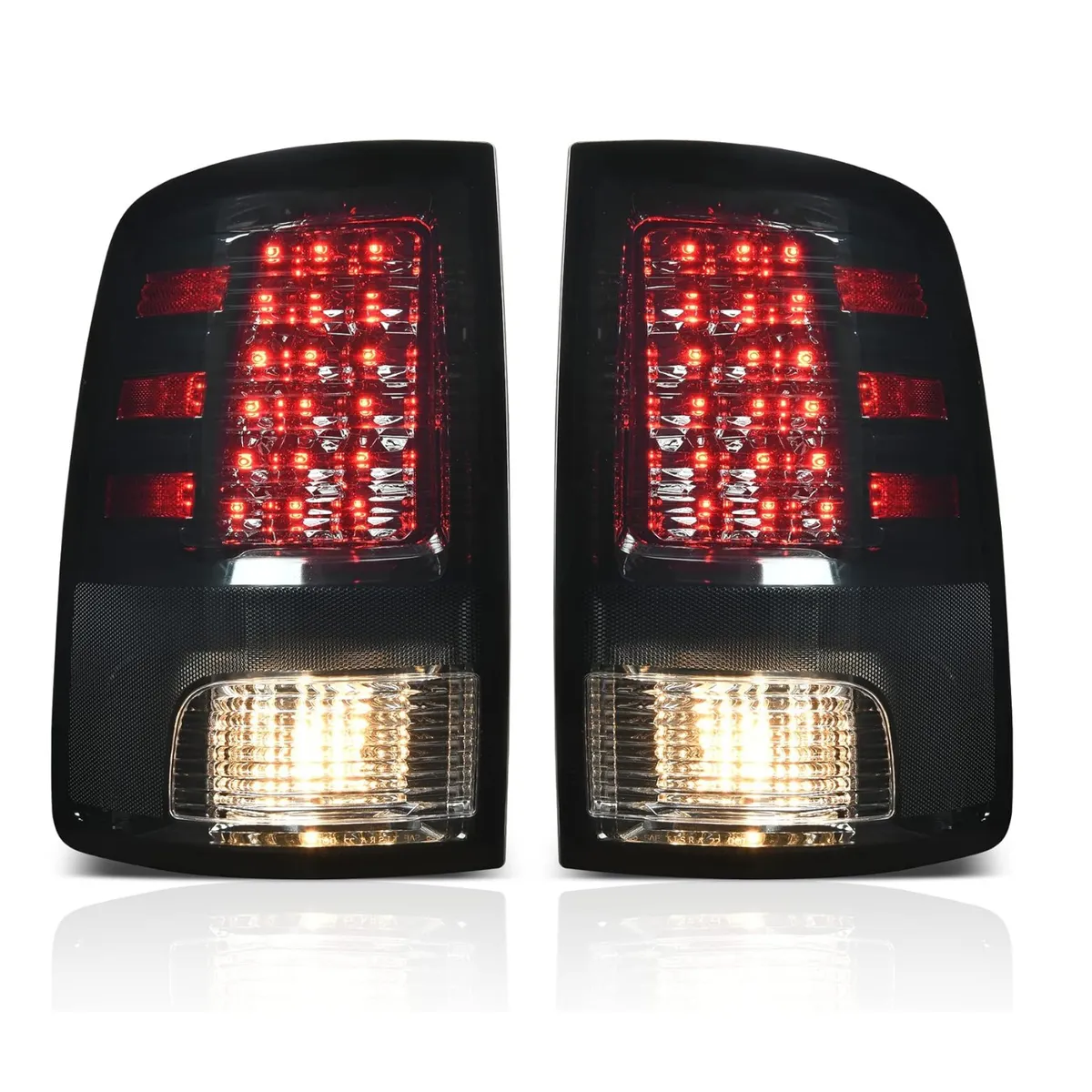 YITAMOTOR® Tail Lights Compatible with 2009-2018 Dodge Ram 1500, 2010-2018 Dodge Ram 2500 3500, 19-22 Ram 1500 Classic Black Smoked Lens Replacement L