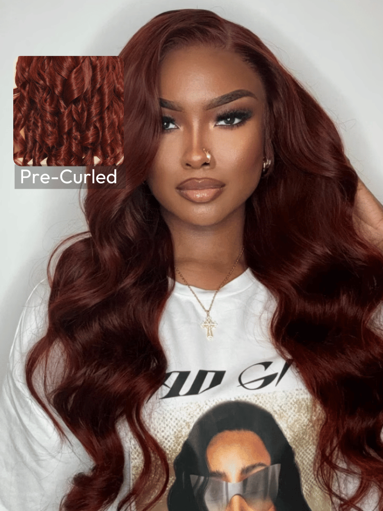 7x5 Bye Bye Knots Wig Glueless Lace Reddish Brown Body Wave Bleached Knots Wig