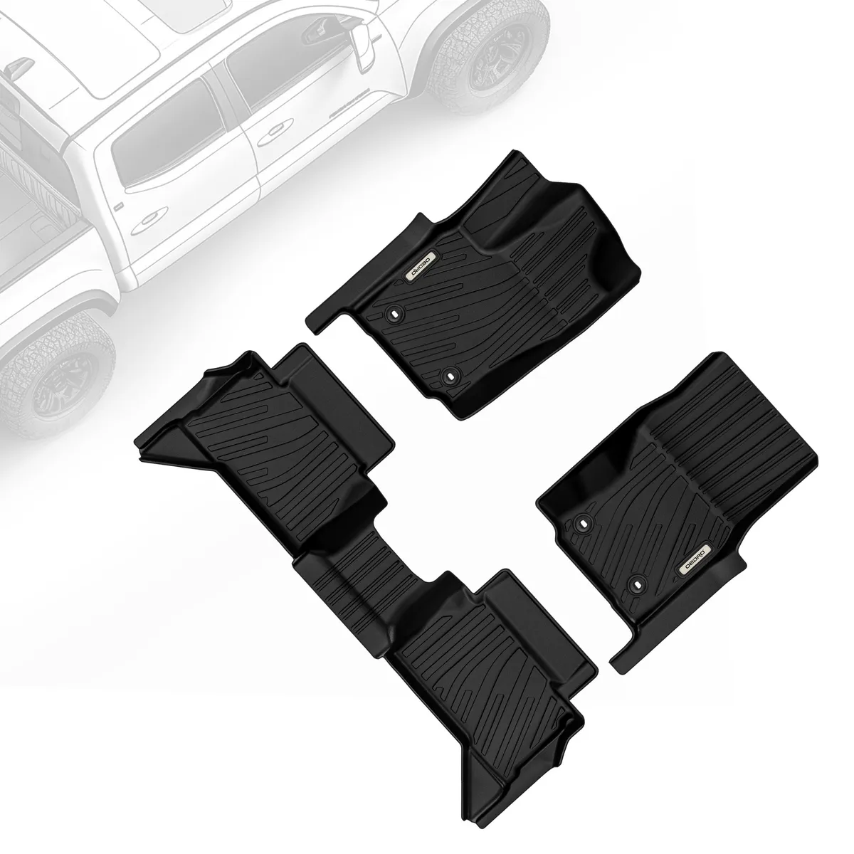 Floor Mats for Toyota Tacoma Double Cab 2024-2026 Auto Trans W/ Under-Seat Storage (NOT for Hybrid), Custom Fit TPE All Weather Floor Liners Full Set