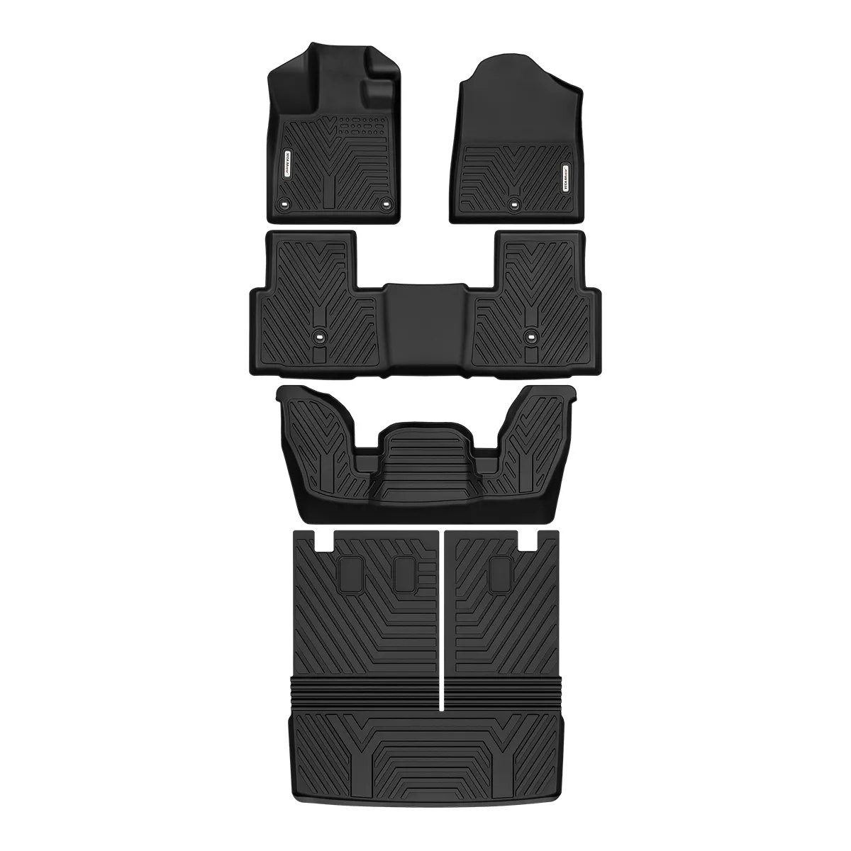 All-Weather Floor Mats & Cargo Liner for 2023-2025 Honda Pilot, Custom Fit 7/8 Passenger Interior Liners, Full Set, Black