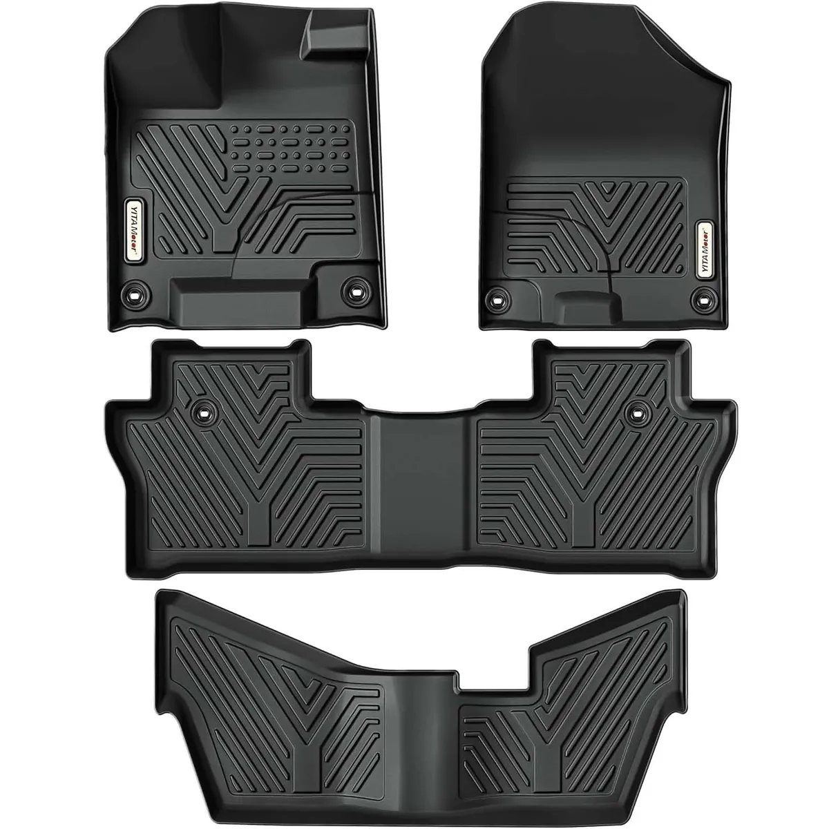 Custom Fit All-Weather Floor Mats for 2016-2022 Honda Pilot (8-Passenger) - 3-Row TPE Liners Set | Heavy-Duty Protection