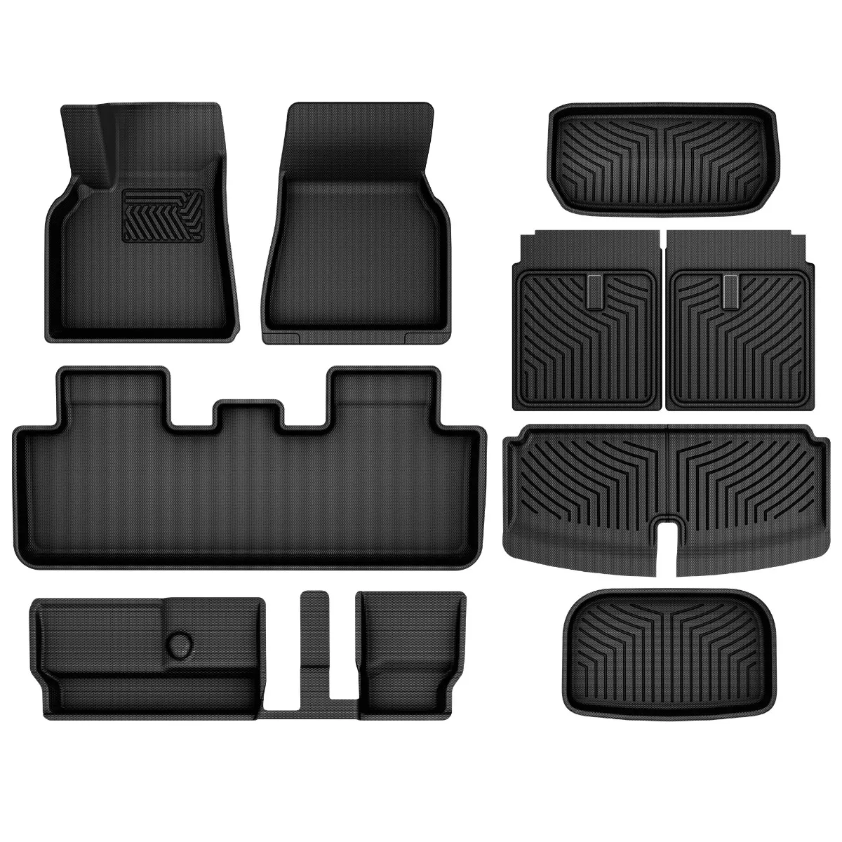 Floor Mats for Tesla Model Y 2020-2024 7-Seat, All Weather Protection Car Mats TPE Cargo Liner Floor Mats and Cargo Trunk Mats Accessories Full Comple