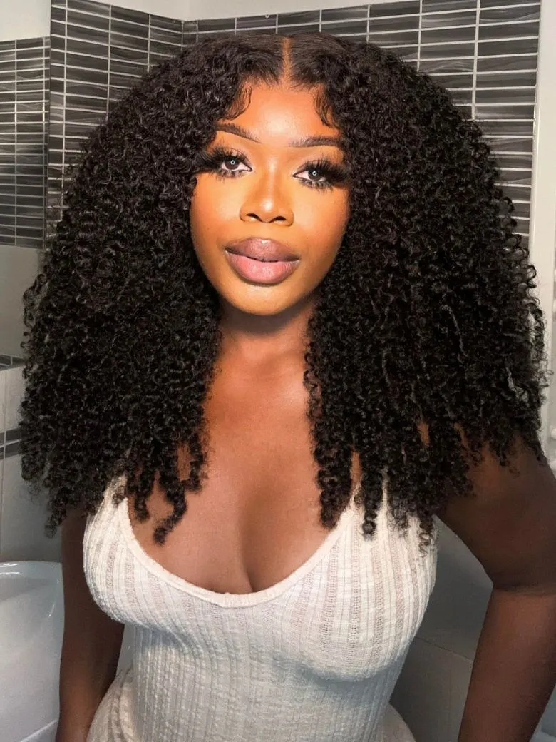 [24''=$129] 7x5 Bye Bye Knots™ Glueless Lace Red Blonde Highlights Loose Wave & Natural Black Kinky Curly Wig