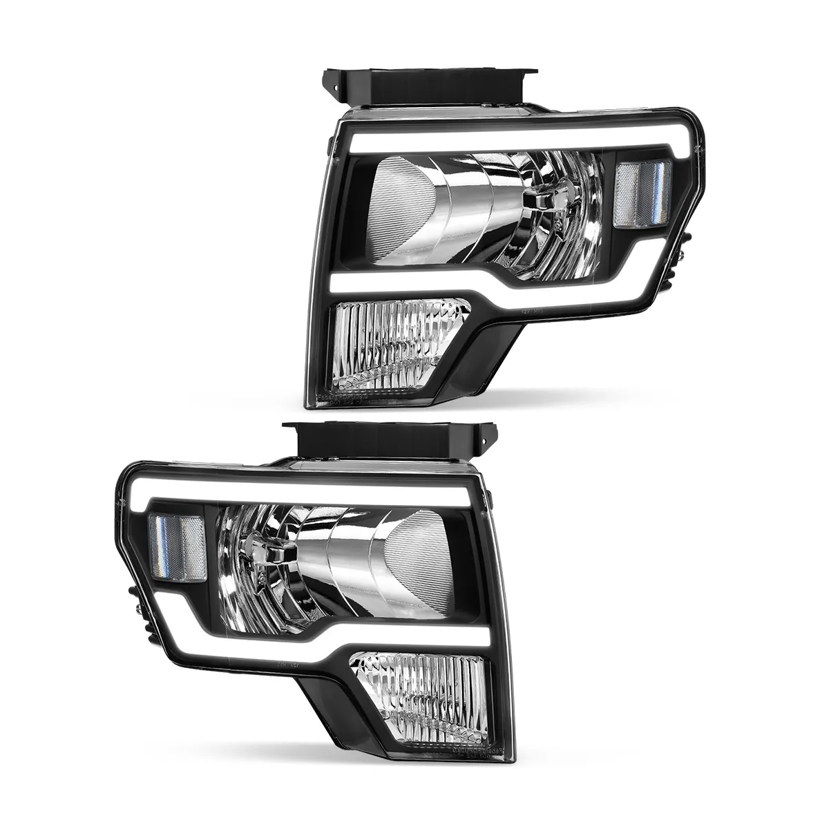 YITAMOTOR® Switchback LED DRL Tube 2009-2014 Ford F150 Headlights Pair Smoke Lens
