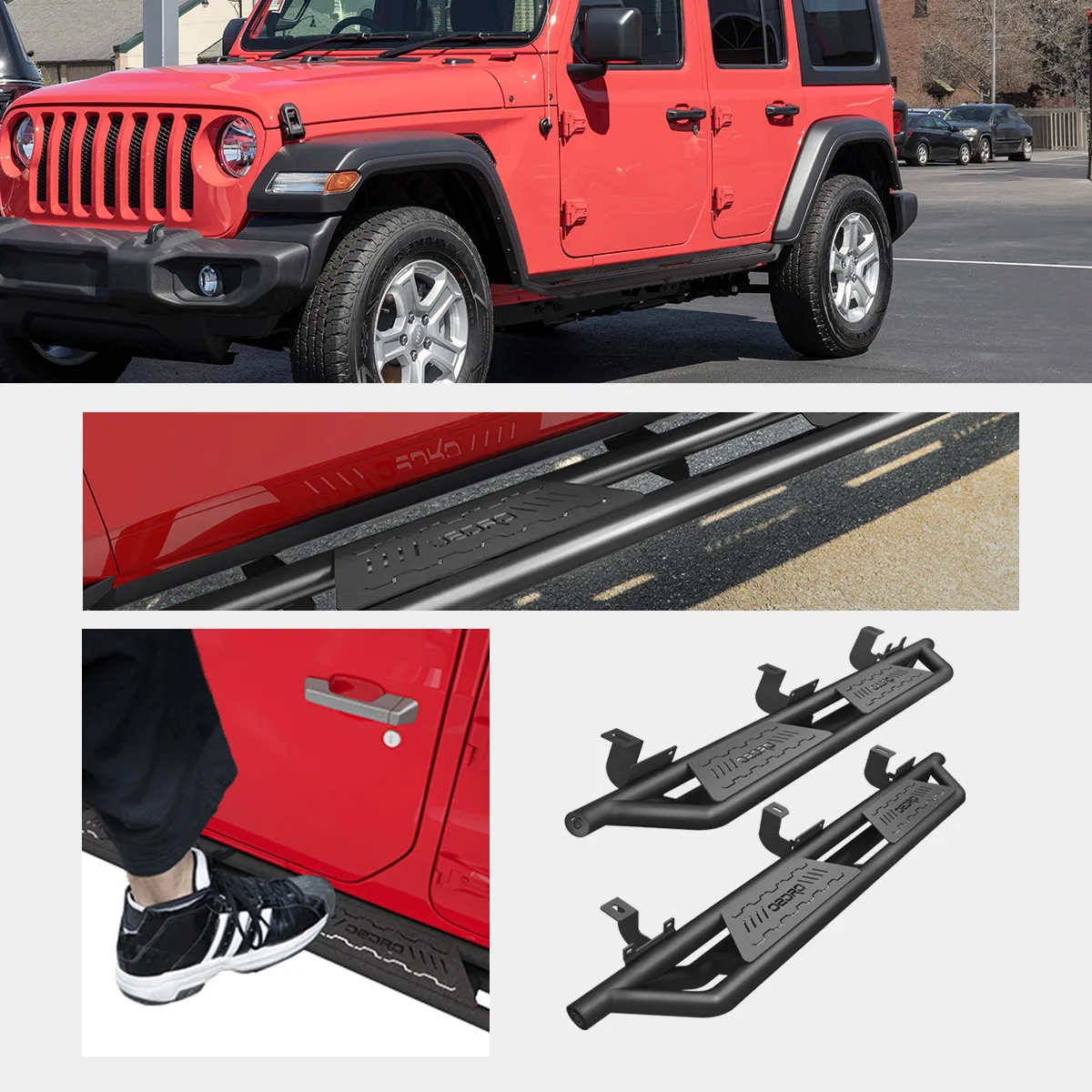 OEDRO Running Boards for 2018-2026 Jeep Wrangler JL & Unlimited 4-Door | Textured Black Side Step Rails Nerf Bars