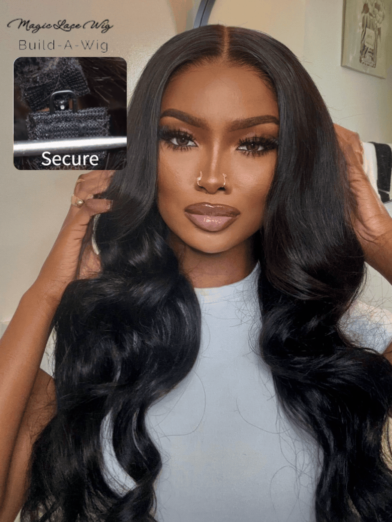 UNice Natural Black 7X5 Magic Bye Bye Knots Body Wave Glueless Lace Wig