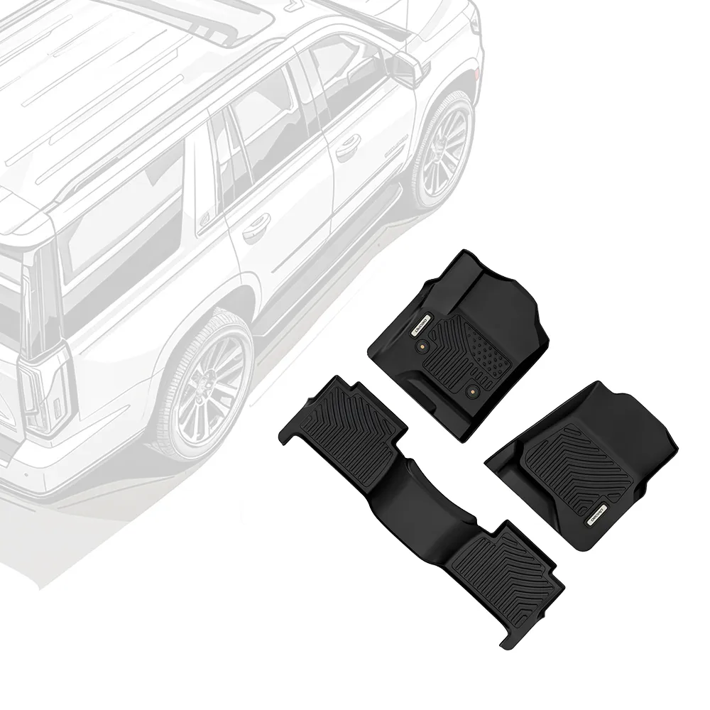 OEDRO Floor Mats for 2015-2020 Chevrolet Tahoe/GMC Yukon, Black TPE All-Weather Guard Full Set Liners