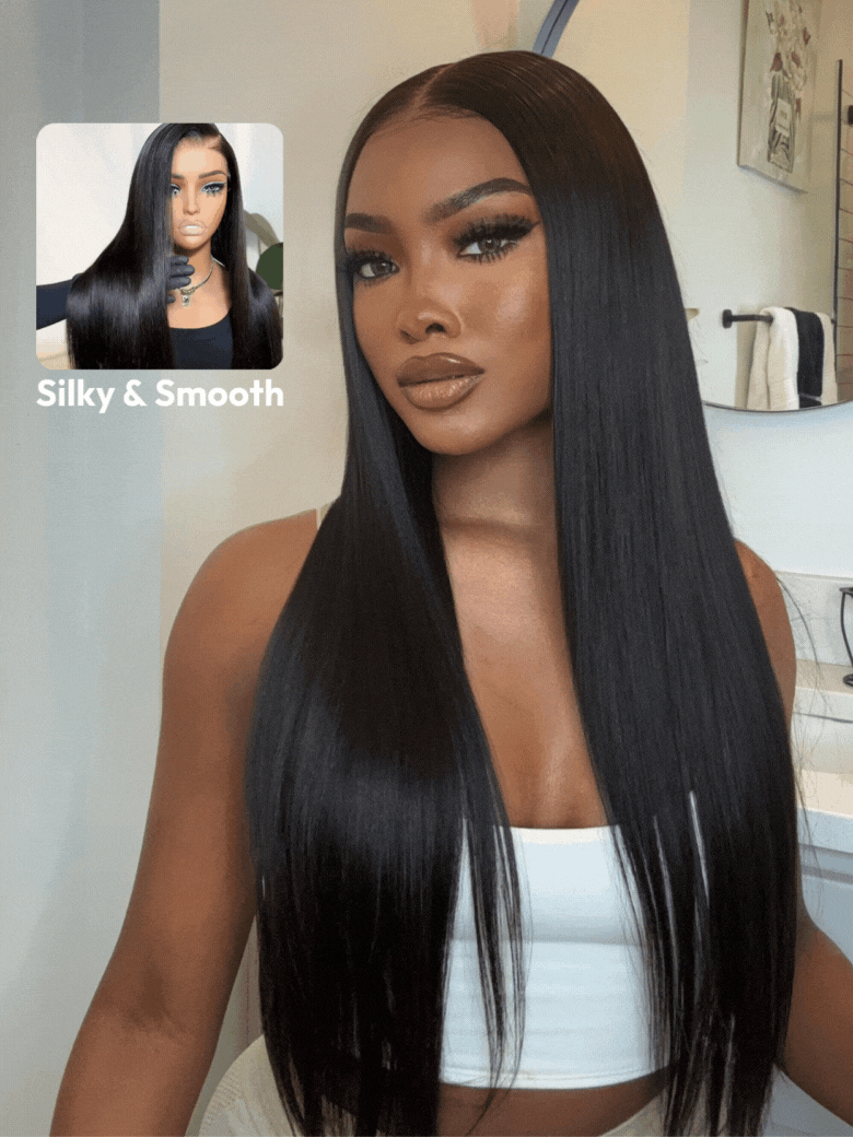 UNice Straight 4x0.75 Middle Part Breathable Lace Glueless Wig Natural Hairline 100% Human Hair