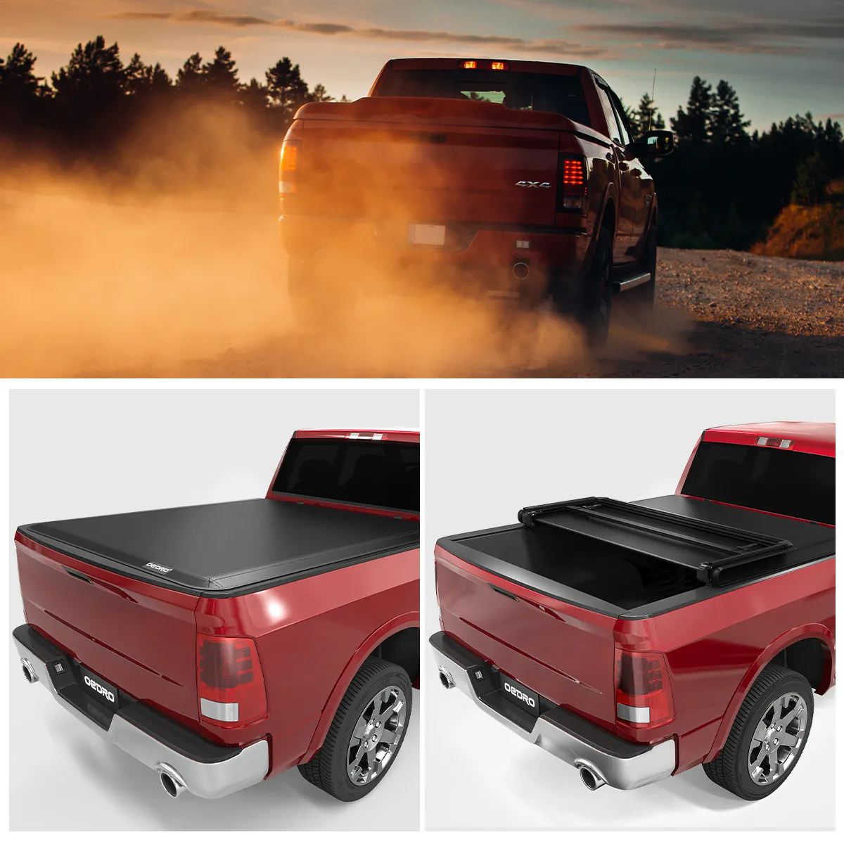 OEDRO 6.4ft Soft Tri-Fold Truck Bed Tonneau Cover for 2002-2025 Dodge Ram 1500 (Inclu. Classic & New), 2003-2024 Dodge Ram 2500 3500 w/o Ram Box