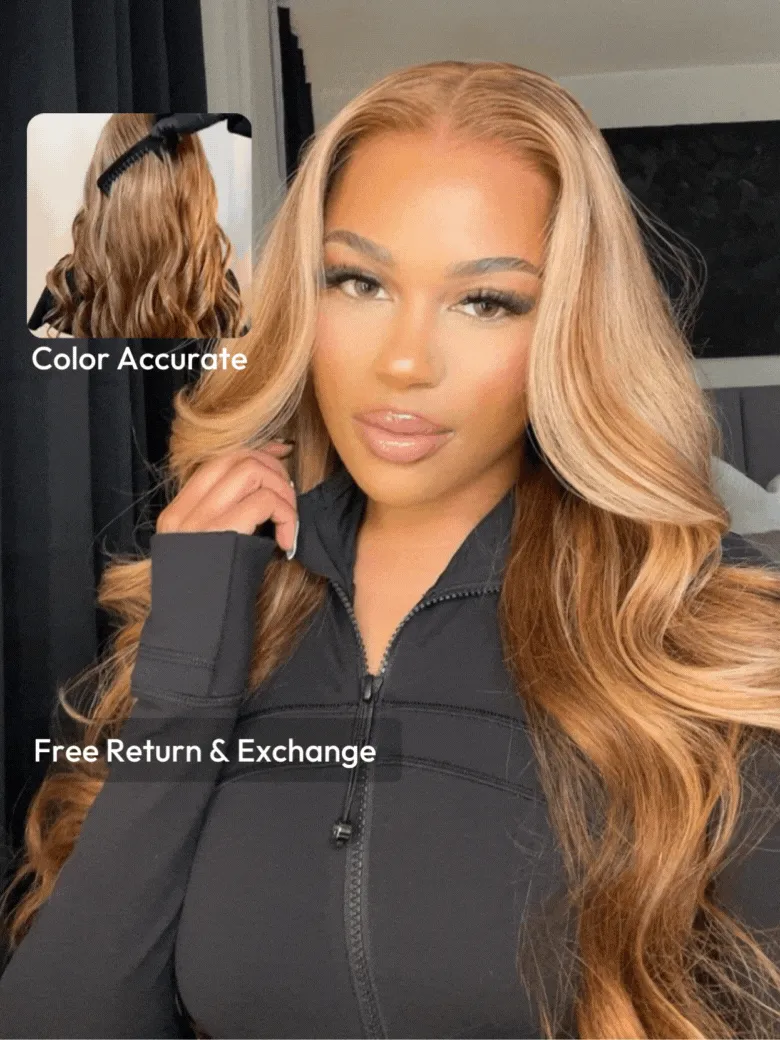 UNice 13x4 Pre-Everything Lace Frontal Wig & 7x5 Lace Honey Blonde Highlights Body Wave 180% Density Wig