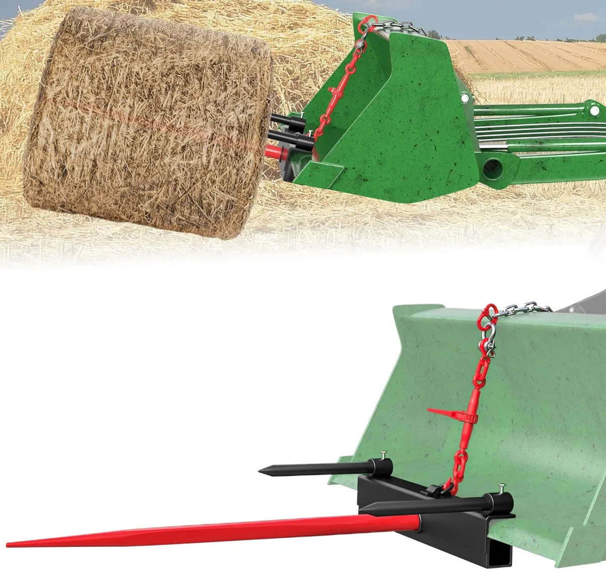 39" Hay Spear Attachment for Skid Steer & Tractor Loader | 3000 LB Capacity | YITAMOTOR