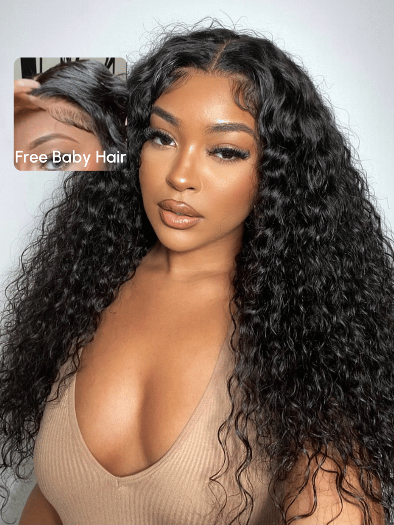 Bye-bye Knots 7x5 Lace Baby Hair 30s Quick Install Glueless Water Wave Invisible Knots Wig 180% Density
