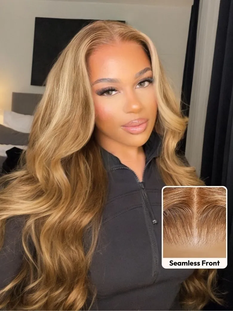 7x5 Glueless Lace Bye-Bye Knots Wig Pre-Cut Honey Blonde Body Wave Wig