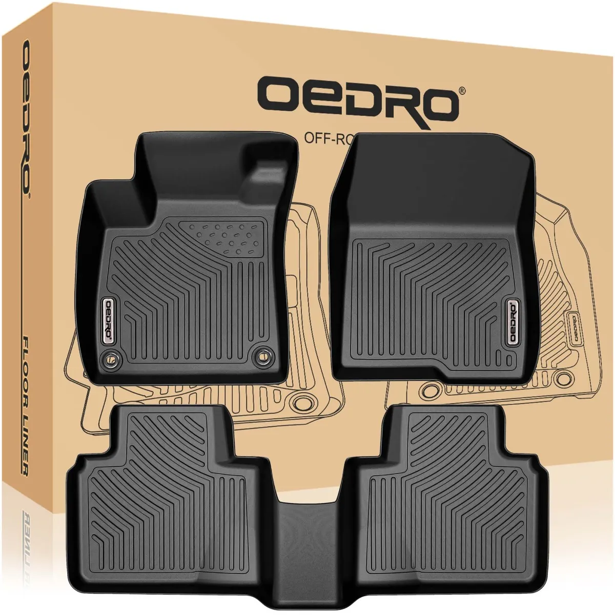 OEDRO Floor Mats for 2018-2022 Honda Accord, Black TPE Full Set Floor Liners