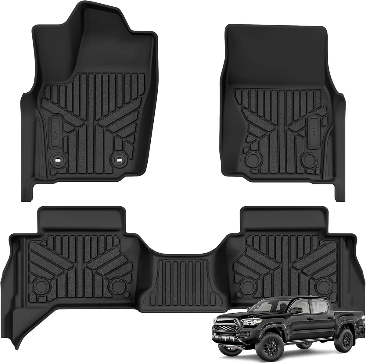 YITAMOTOR All-Weather Floor Mats for 2024-2026 Toyota Tacoma Double Cab (Auto Trans) - Front & Rear Row