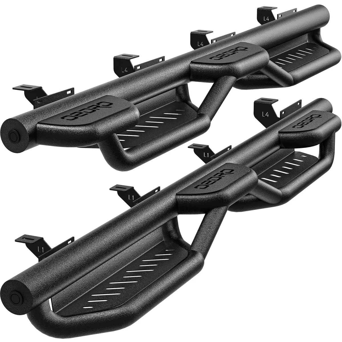 OEDRO Running Boards Dual Convex Two-Stairs Steps Compatible with 2020-2026 Jeep Gladiator JT 4 Door, Dual Convex Platform Side Steps Nerf Bar