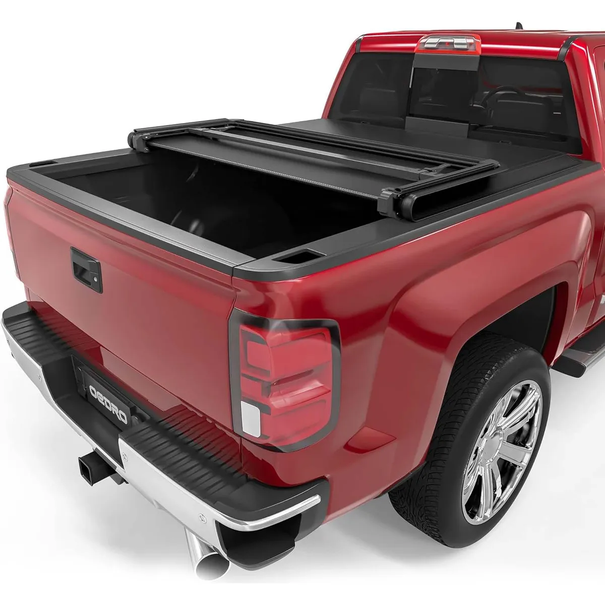 6.5ft Soft Quad-Fold Tonneau Cover for 14-18 Chevy Silverado/GMC Sierra 1500,15-19 Chevy Silverado/GMC Sierra 2500/3500HD Without Multi-flex Tailgate