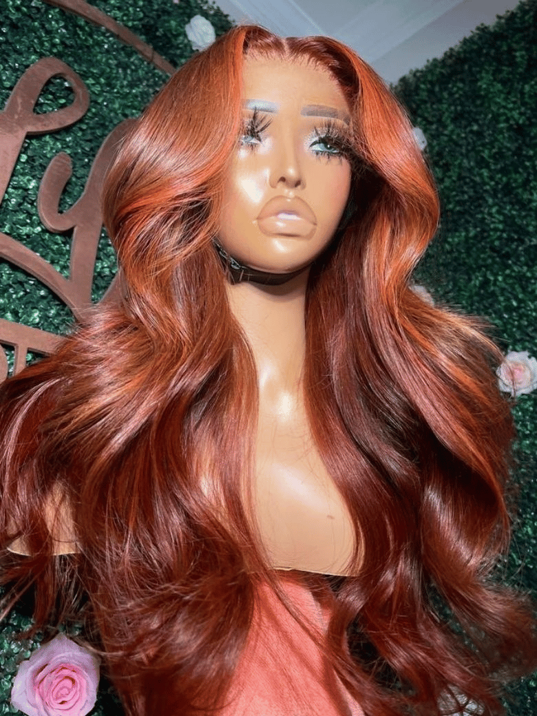 Bye-Bye Knots 7x5 Lace Loose Wave Red Orange Highlights Wig with Face Framing Layers