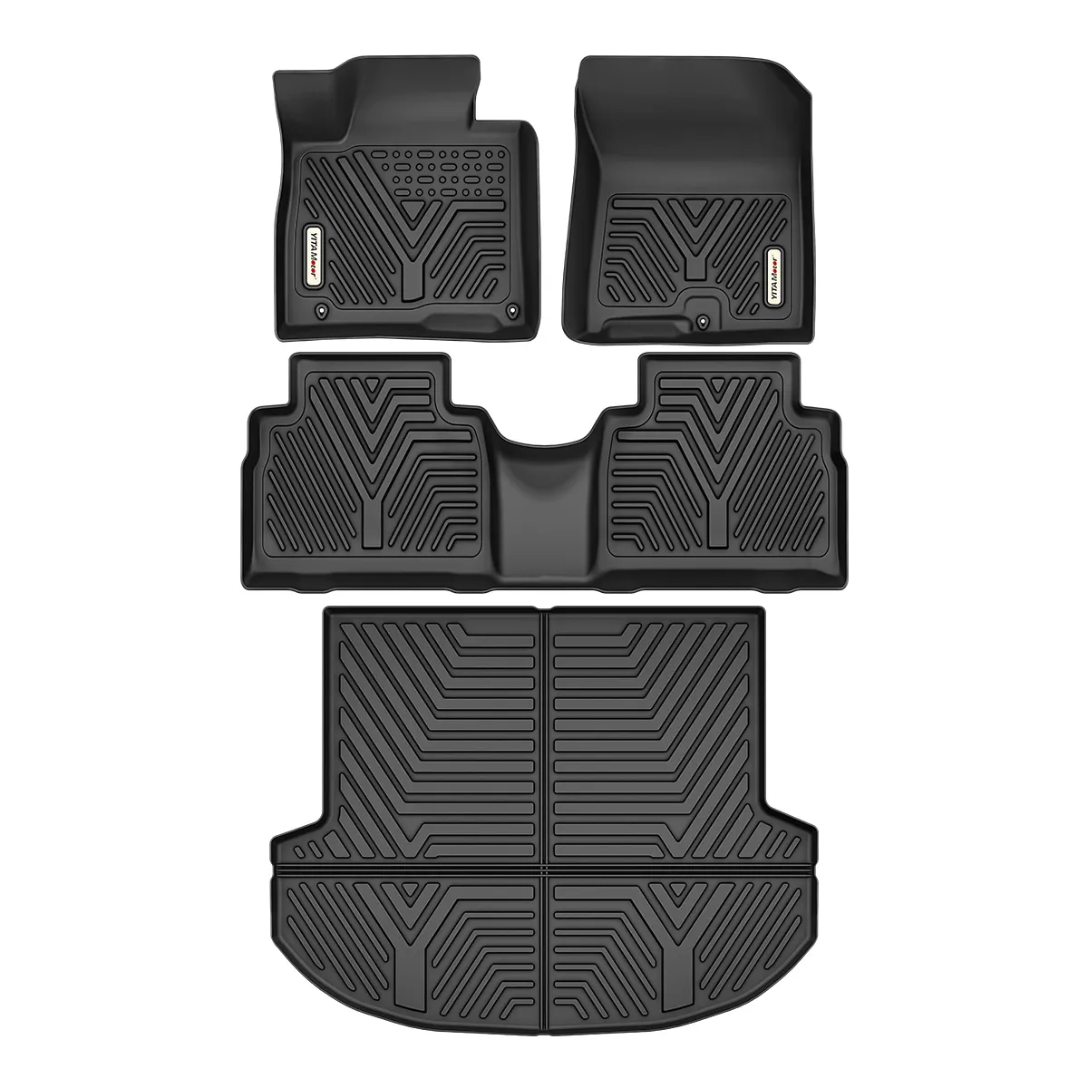 Custom Fit All-Weather Floor Mats & Cargo Liner for 2021-2023 Hyundai Santa Fe, 2-Row TPE Floor Liners Set, Black