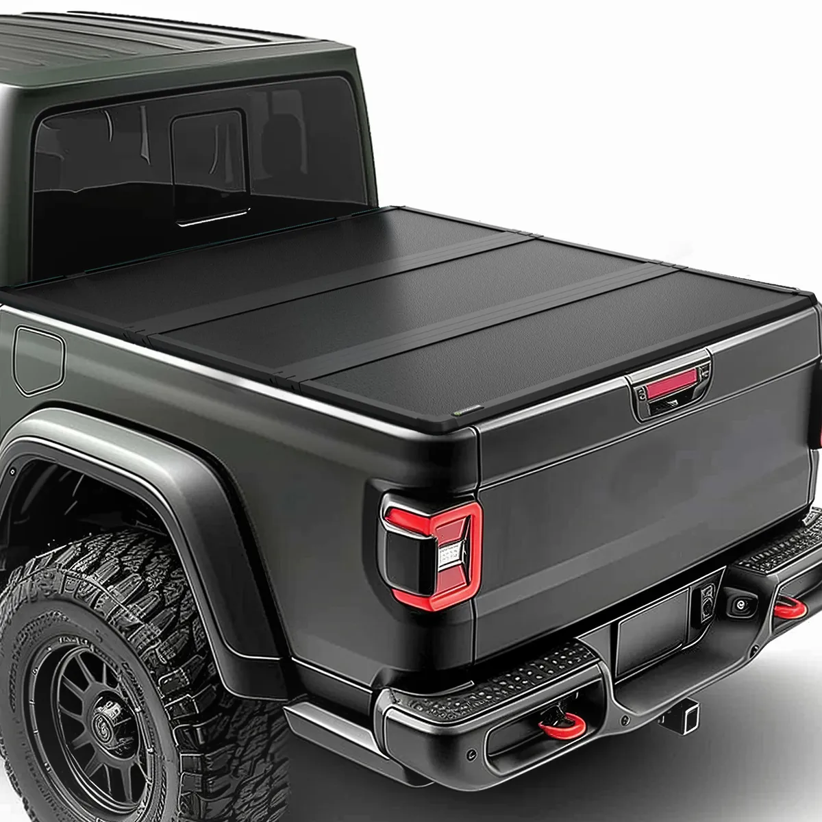 FRP Hard Tri-fold Truck Bed Tonneau Cover Compatible with Jeep Gladiator JT 2020 2021 2022 2023 2024 2025 2026 5 ft Bed with Trail Rail System