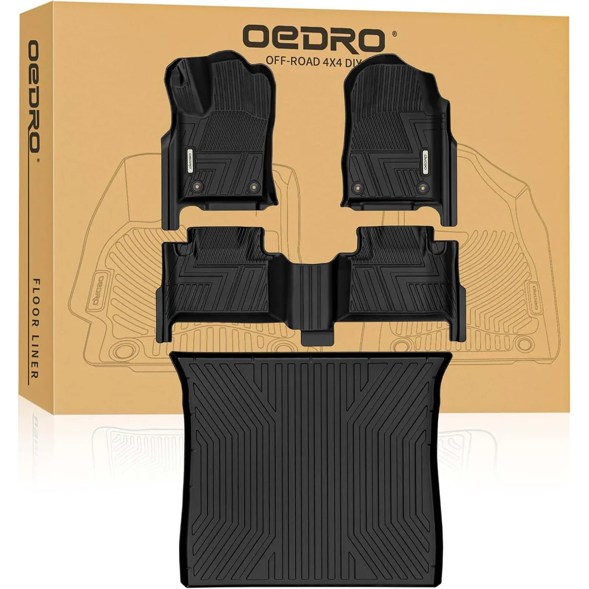 OEDRO Upgraded Floor Mats for 2016-2021 Jeep Grand Cherokee / 2022-2023 Jeep Grand Cherokee WK (Non L Models ), Custom Fit Black TPE All Weather Car F