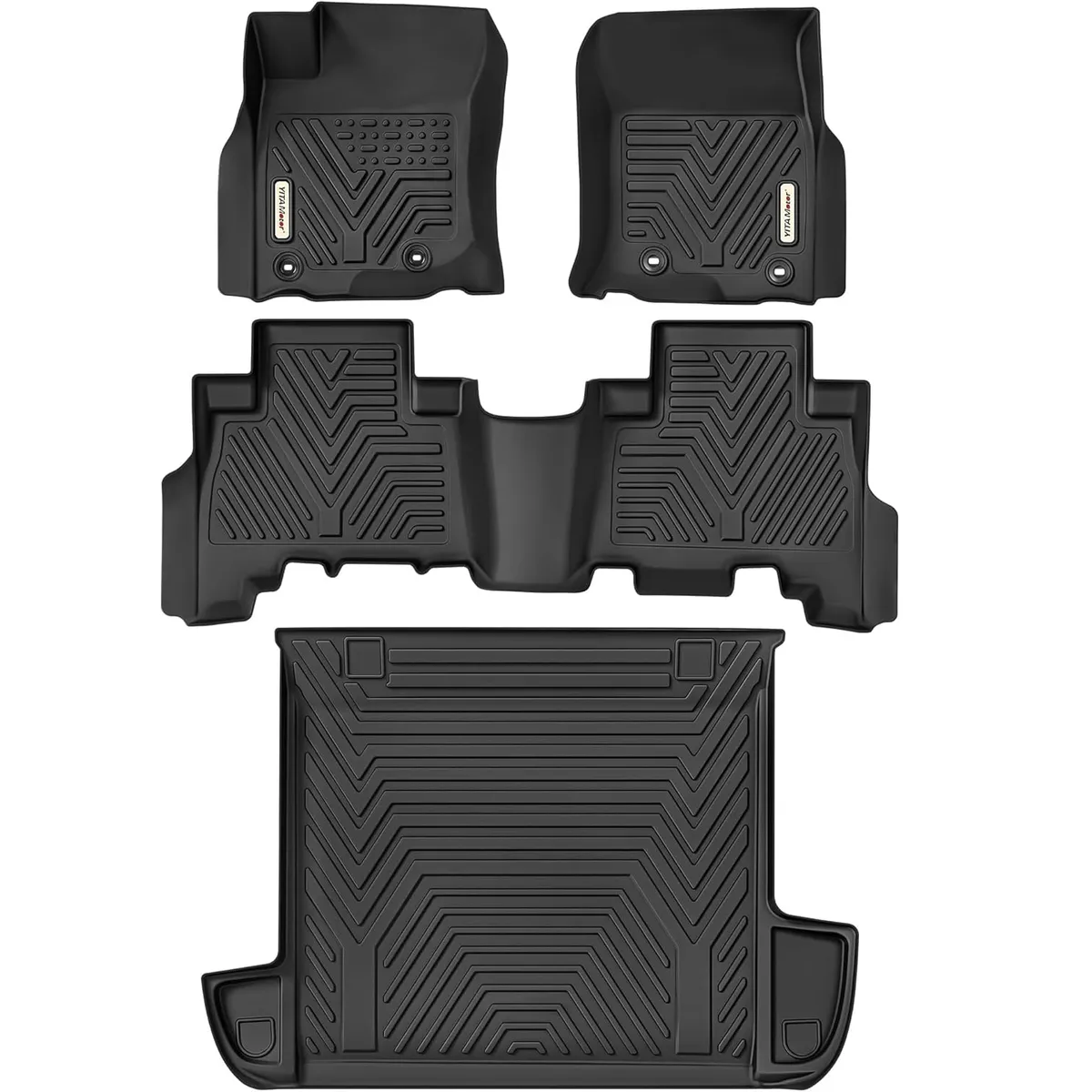 Custom Fit All-Weather Floor Mats & Cargo Liner Set for 2024 Toyota 4Runner (2013-2024, 5 Passenger Model w/o Sliding Rear Tray), TPE, Black