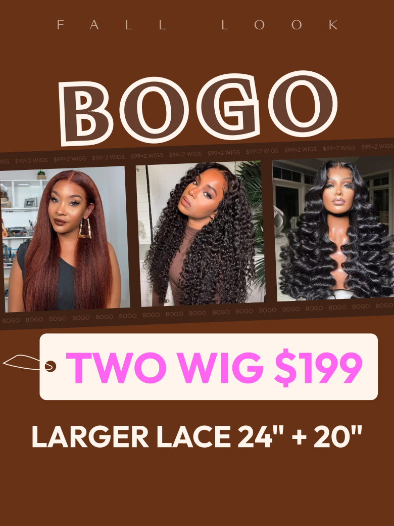 2 Wigs $199 for 4X4 Pre-Cut Lace 200% Density Kinky Straight Reddish Brown 24" & 7x5 Pre-Cut Lace Jerry Curly Baby Hair 20"