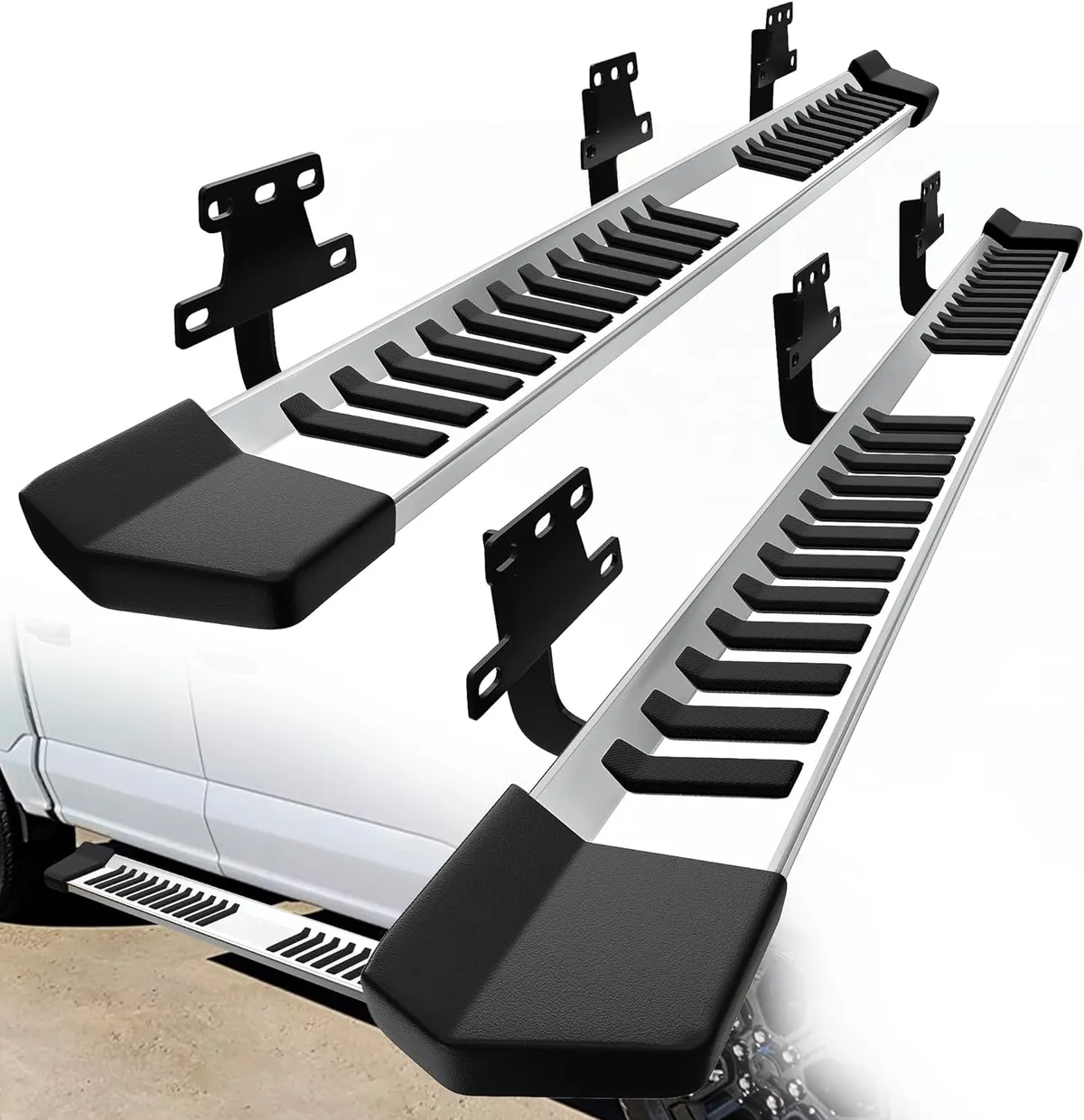 6 Inches Running Boards Compatible with 2019-2026 Ram 1500 New Body Crew Cab Side Steps Stainless Steel Nerf Bars