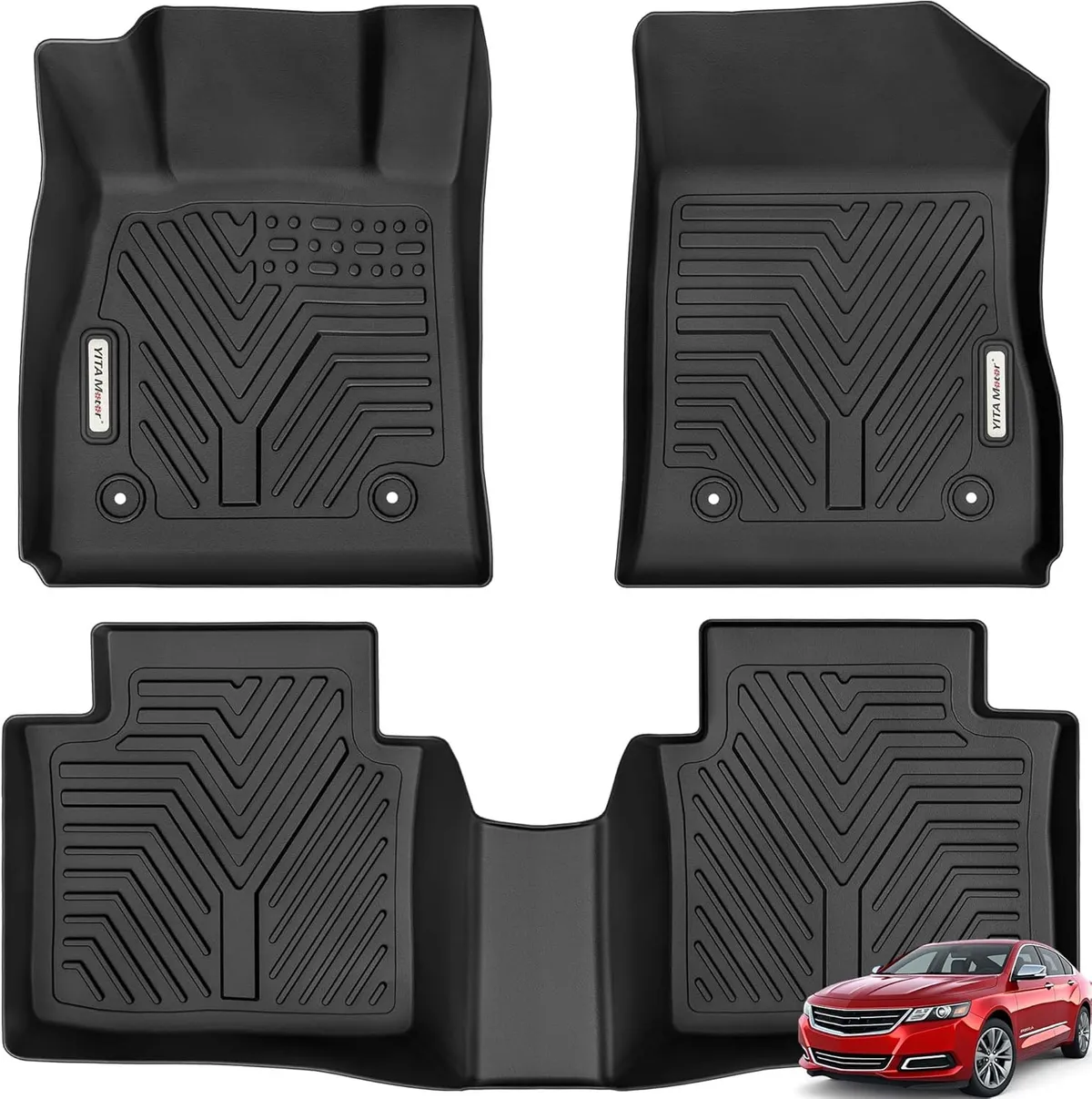 Custom Fit TPE Floor Mats for 2014-2020 Chevy Impala – 1st & 2nd Row All-Weather Protection